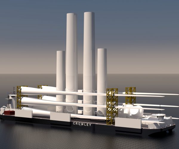 heavy lift barge with wind turbines