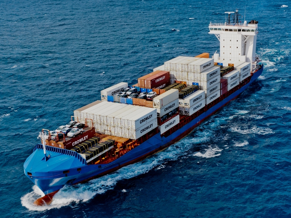 Crowley ship shipping a car from Puerto Rico to the U.S.