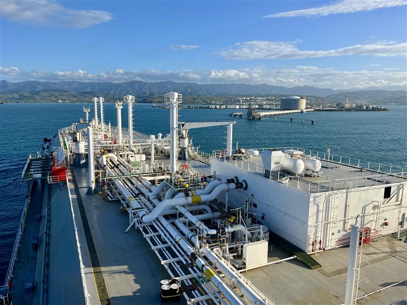 Photo of top view of a tanker vessel sailing to Puerto Rico